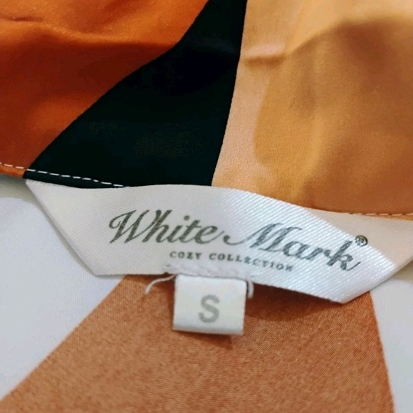 White Mark Geometric Pajama Set - Black, White, Orange - Picture 6 of 14